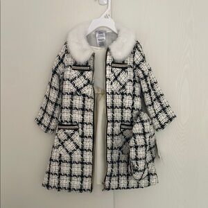 Stylish Kids Plaid Coat and Dress Set